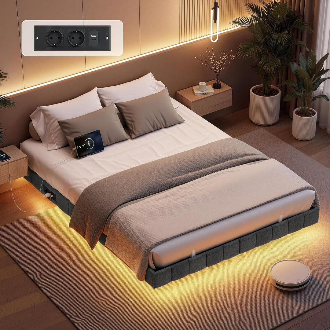 Letto 140 x 200 cm con porta USB