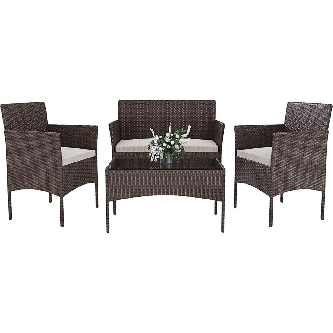 Divano Bricozone Set Di Mobili da Giardino in Rattan 4 Posti Salottino Salotto E T