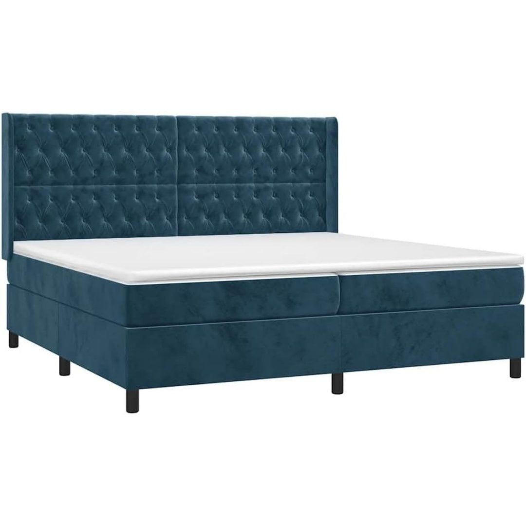 Letto rivestito in velluto blu