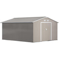 Capanni Outsunny Casetta da Giardino 12.4m2 con Fondazione, 4 Prese d'Aria e 2 Port
