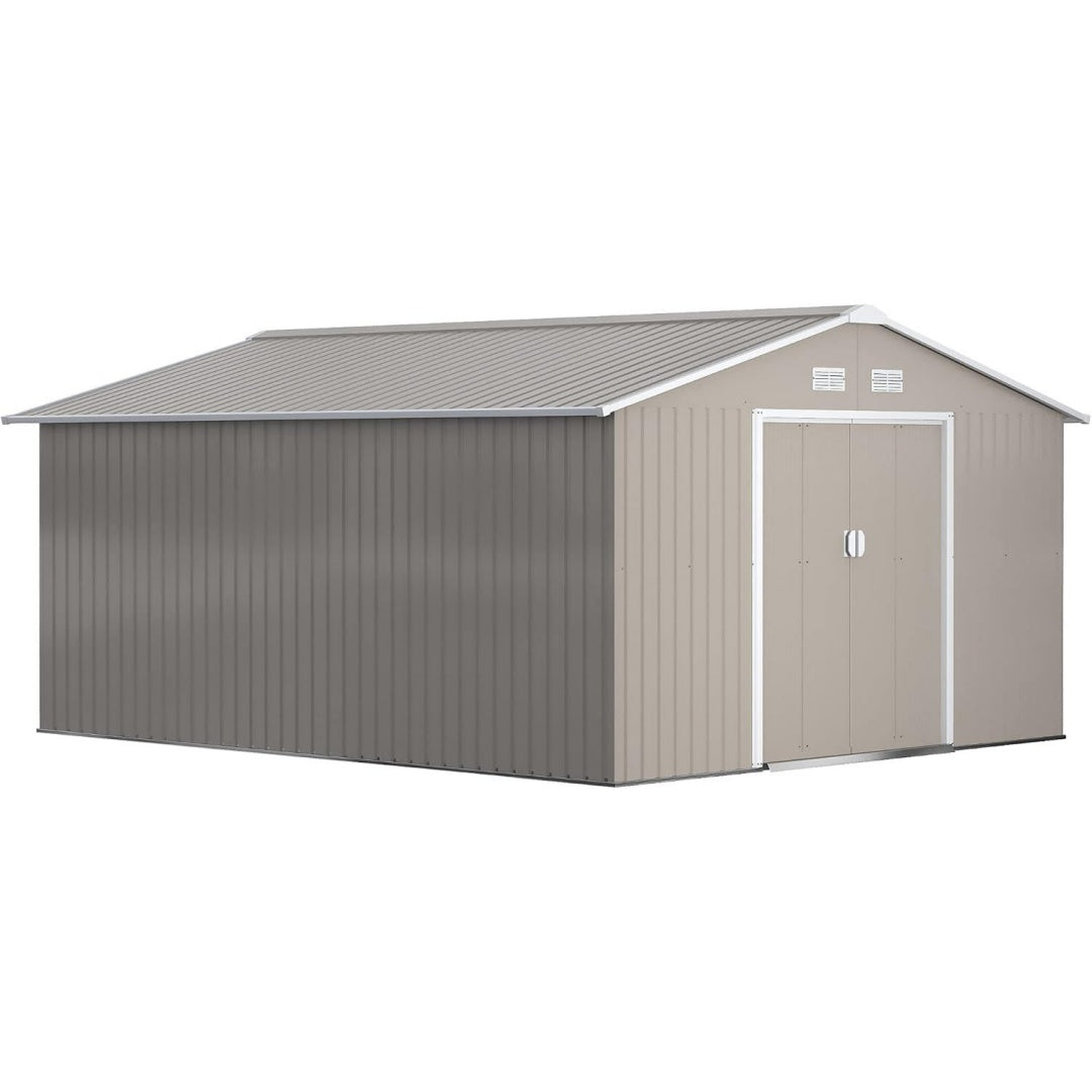 Capanni Outsunny Casetta da Giardino 12.4m2 con Fondazione, 4 Prese d'Aria e 2 Port