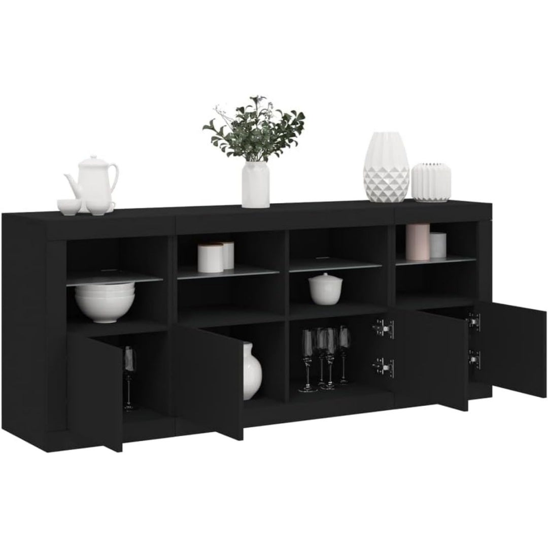 Armadio Casa Giardino Credenza con Luci LED Nero 163x37x67 cm 163x37x67 cm