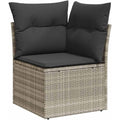 Divano Divano Angolare Giardino con Cuscini Grigio Chiaro Polyrattan