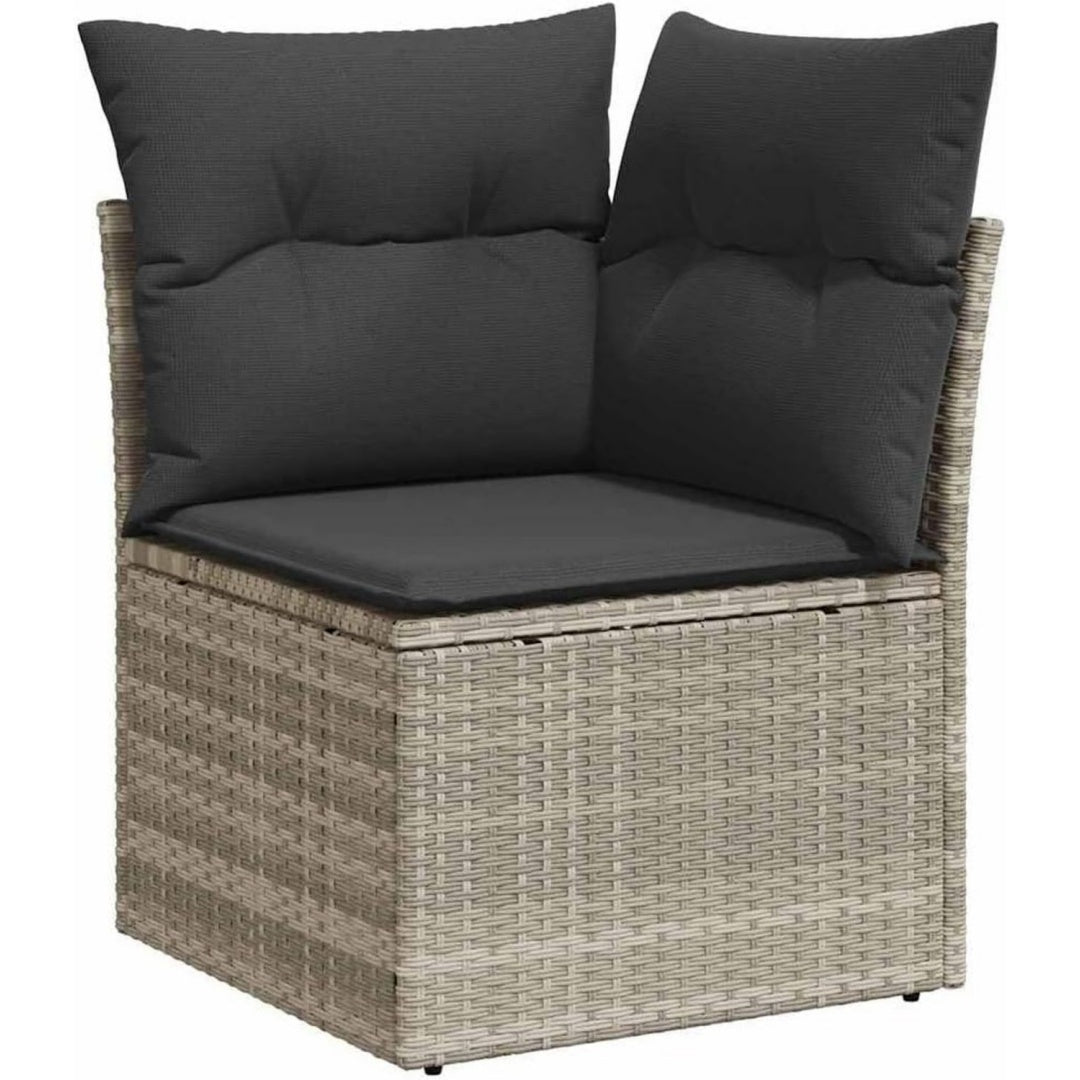 Divano Divano Angolare Giardino con Cuscini Grigio Chiaro Polyrattan