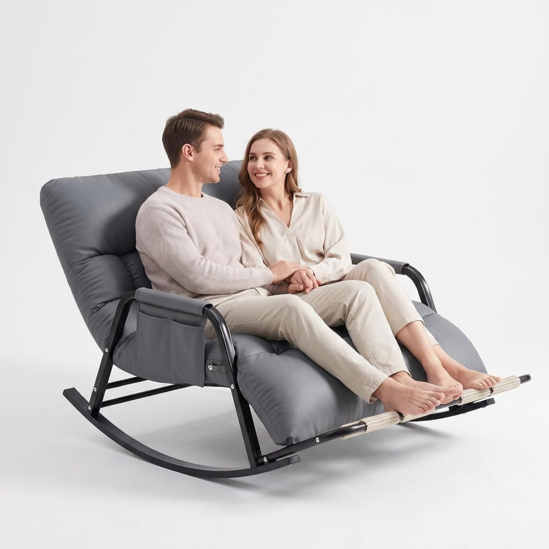 Sedia Sedia a Dondolo Interno Esterno, Poltrona Relax Ergonomica in Acciaio al Ca