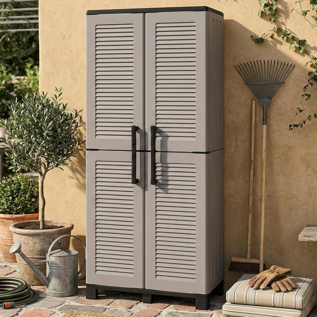 Armadio Dmora Armadio da Esterno Dbesaggi 37x68x169h cm Grigio Chiaro 3 Ripiani 4 V